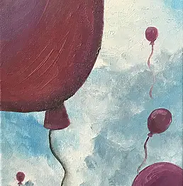 Er. mind, воздушные шары, Масляная картина - холст, 20 x 30