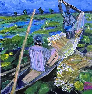 Krystyna Mościszko, Bangladesz, Obraz akrylowy - płótno, 40 x 40