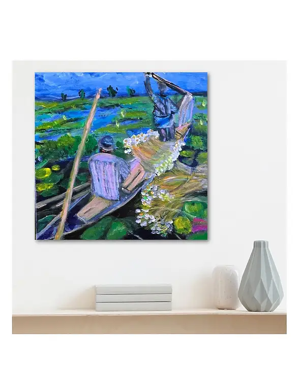 Krystyna Mościszko, Bangladesz, Obraz akrylowy - płótno, 40 x 40