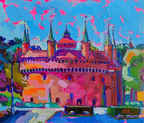 Anastasiia Kurkova, Barbakan, Obraz olejny - płótno, 70 x 60