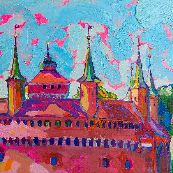 Anastasiia Kurkova, Barbakan, Obraz olejny - płótno, 70 x 60