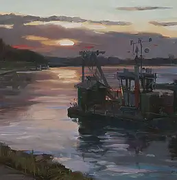 Krzysztof Michalski, Barki na Wiśle w Kazimierzu, Obraz olejny - płótno, 65 x 50