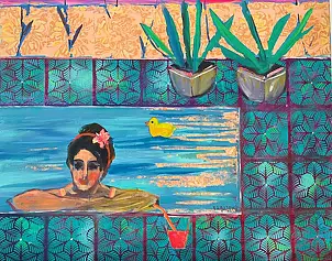   - Swimmingpool with a life ring