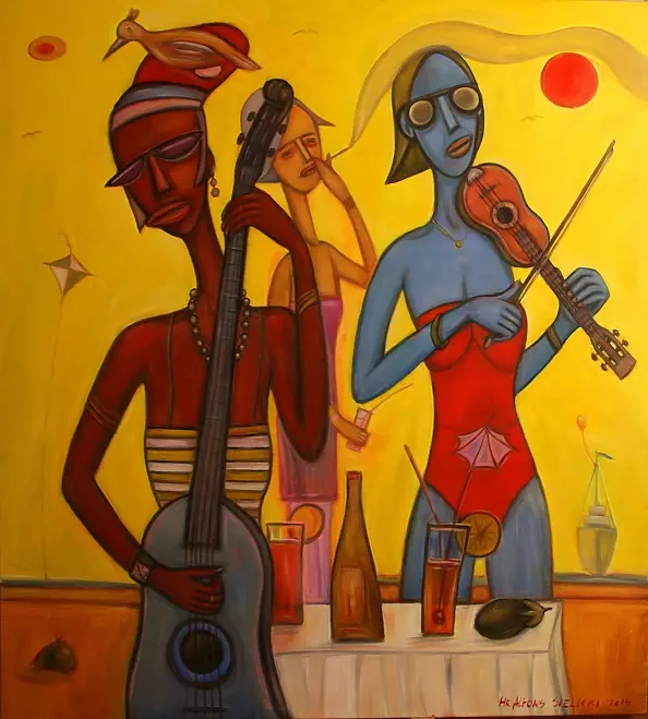 Alfons Wiesław Sielicki - Bassist with a bird