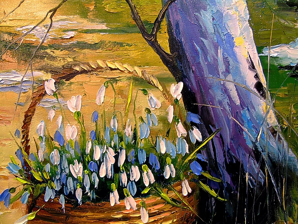 Olha Darchuk - Basket with snowdrops
