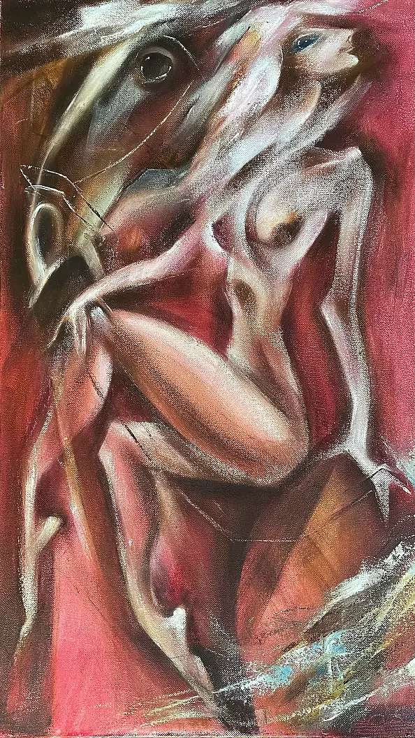 Simakov Vladimir - Bathing a red horse