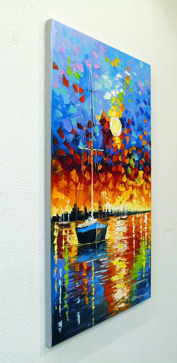 Olha Darchuk - Bay Harmony: Sunset and Sailboats