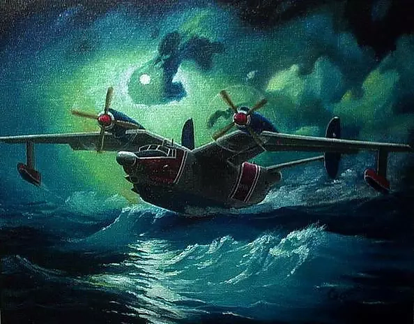 . Migar - Be-12 taking off in a storm