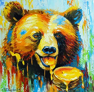 Olha Darchuk - Ours savourant du miel