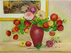 Jadwiga Rudnicka - Begonias in a red vase