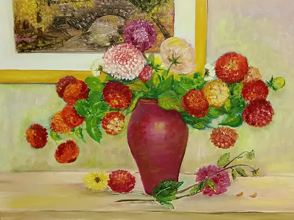 Jadwiga Rudnicka - Begonias in a red vase