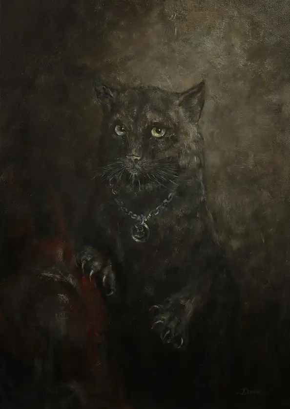 Devinez Dev, Behemoth...or just a kitten, Oil painting - canvas, 33 x 46