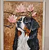 Agnieszka Mantaj, Berner Sennenhund und Magnolie, Acrylgemälde - Platte, 40 x 50