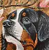 Agnieszka Mantaj, Berner Sennenhund und Magnolie, Acrylgemälde - Platte, 40 x 50