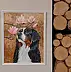 Agnieszka Mantaj, Berner Sennenhund und Magnolie, Acrylgemälde - Platte, 40 x 50