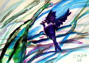 Marzena Salwowska, It will not fall to the ground without the will of the Creator, Ink - paper, 42 x 30