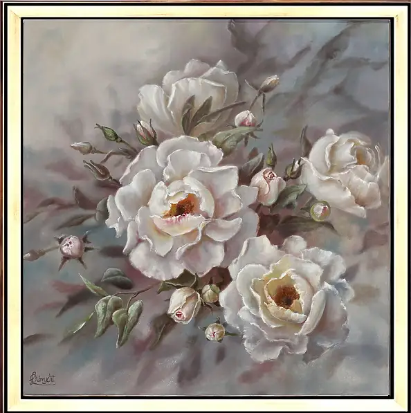Lidia Olbrycht, Rosa bianca, Quadro a olio - tela, 60 x 60