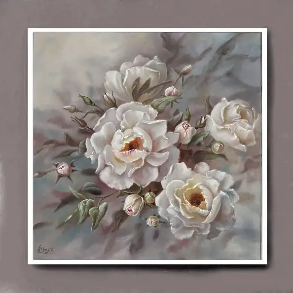 Lidia Olbrycht, Rosa bianca, Quadro a olio - tela, 60 x 60