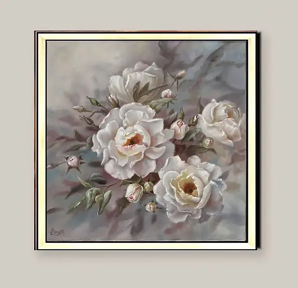 Lidia Olbrycht, Rosa bianca, Quadro a olio - tela, 60 x 60