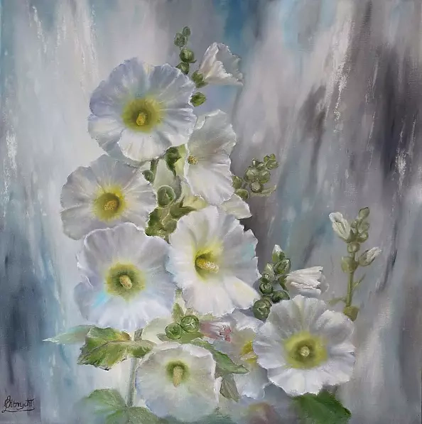 Lidia Olbrycht - White Hollyhocks