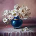 Lidia Olbrycht - Rose bianche in un vaso blu