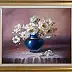 Lidia Olbrycht - Roses blanches dans un vase bleu