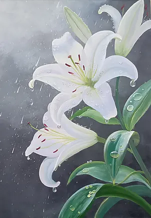 Luba Santkiewicz - Weiße Lilien und Regen