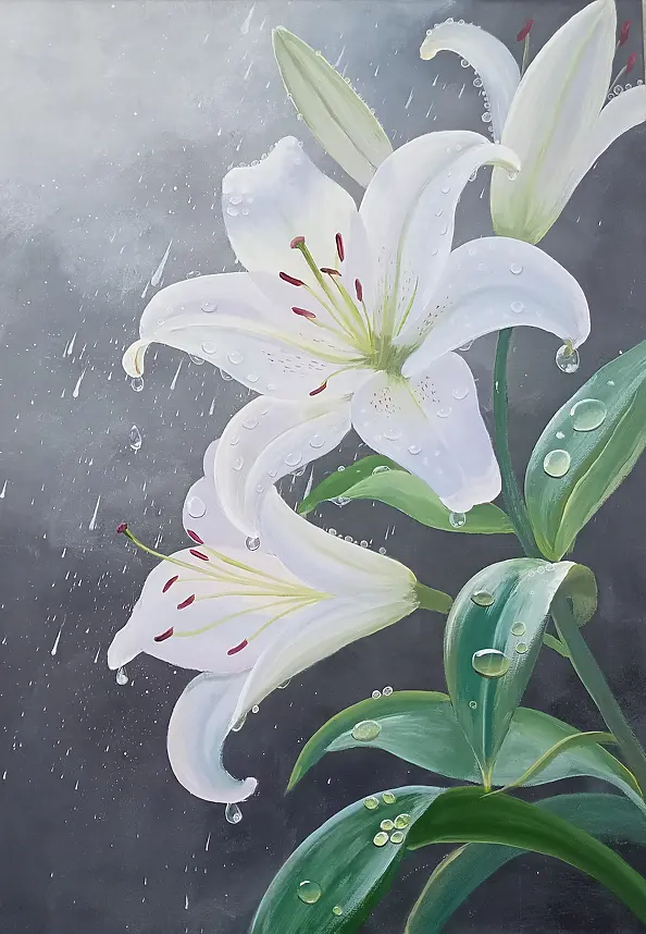 Luba Santkiewicz - Weiße Lilien und Regen