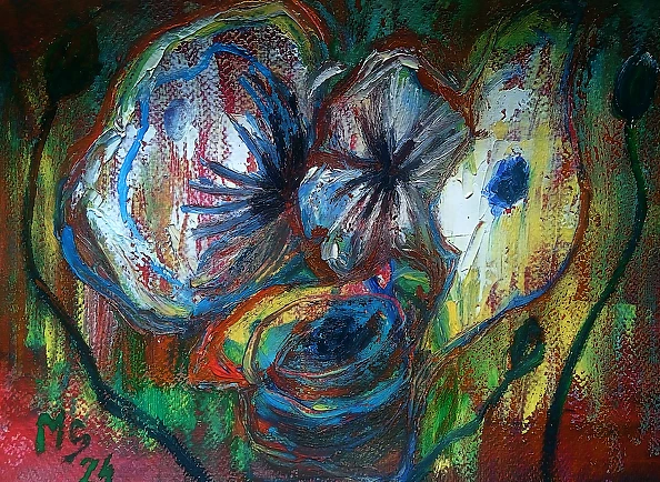 Marzena Salwowska - Coquelicots blancs/Herbe et fleur 14