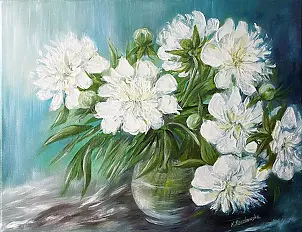   - white peonies