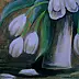 Małgorzata Grzechnik - Białe tulipany w białym wazonie.