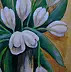 Małgorzata Grzechnik - Białe tulipany w białym wazonie.