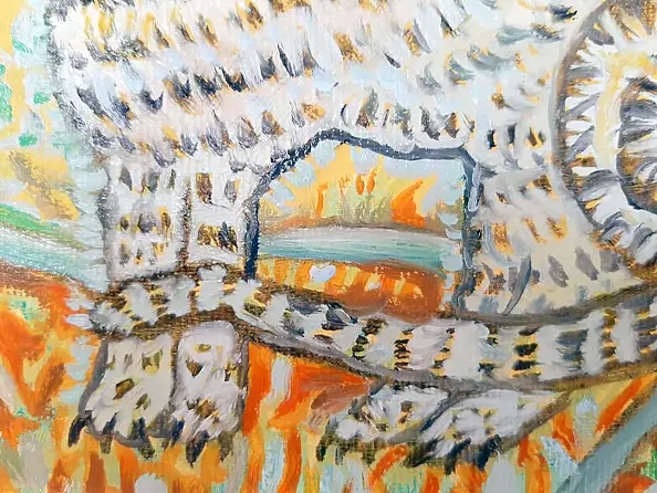 Elżbieta Goszczycka - White cat and cornflowers