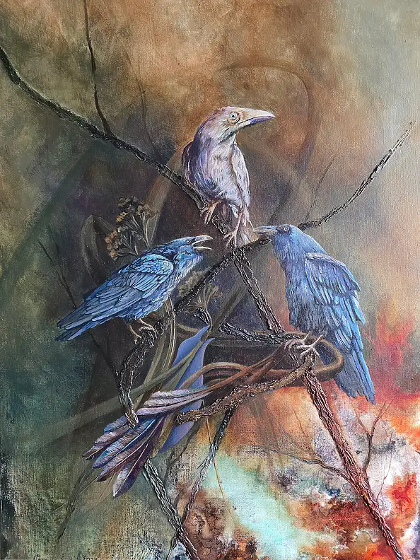 Urszula Świtaj, White raven, Other, Acrylic painting - canvas, 50 x 70