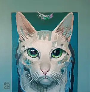 Jadwiga Wolska, Бьянко, Акрилова картина - холст, 70 x 70