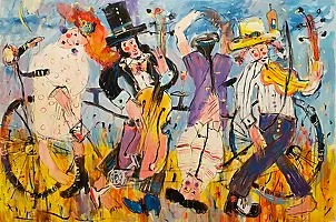 Dariusz Grajek, Quartetto di biciclette, Dipinto acrilico, Quadro a olio - tela, 120 x 80