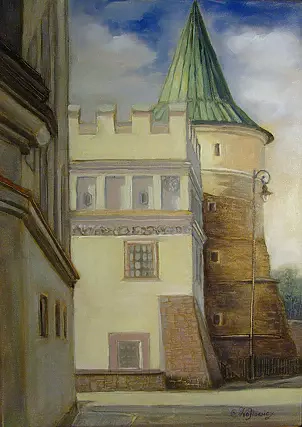 Małgorzata Wójtowicz Cichoń - Biecz - ein Haus mit einem Turm