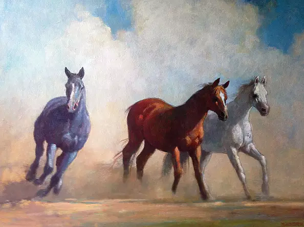 Mieczyslaw Wieczorek - Running horses