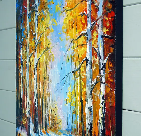 Olha Darchuk - Forêt de bouleaux. Première neige.