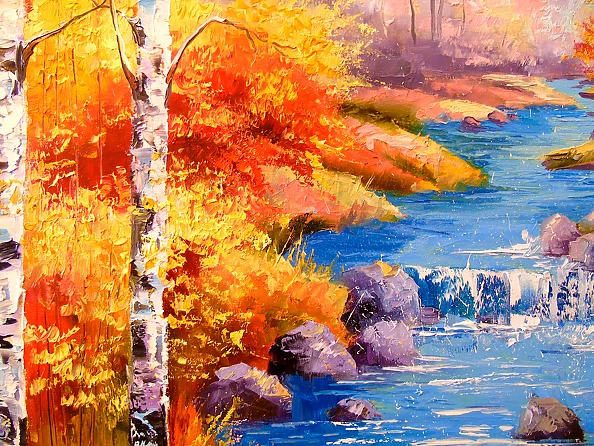 Olha Darchuk - Birch at a stream