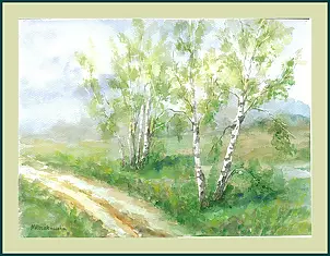 Maria Roszkowska - Birches on the road
