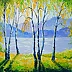 Olha Darchuk - Birch trees by the river