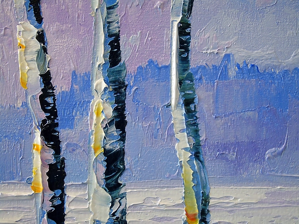 Olha Darchuk - Birch trees by the river