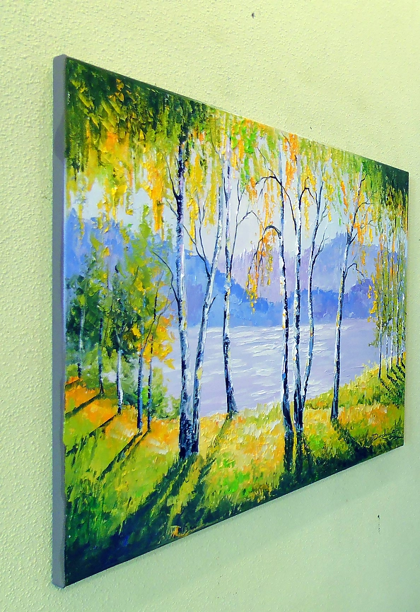 Olha Darchuk - Birch trees by the river