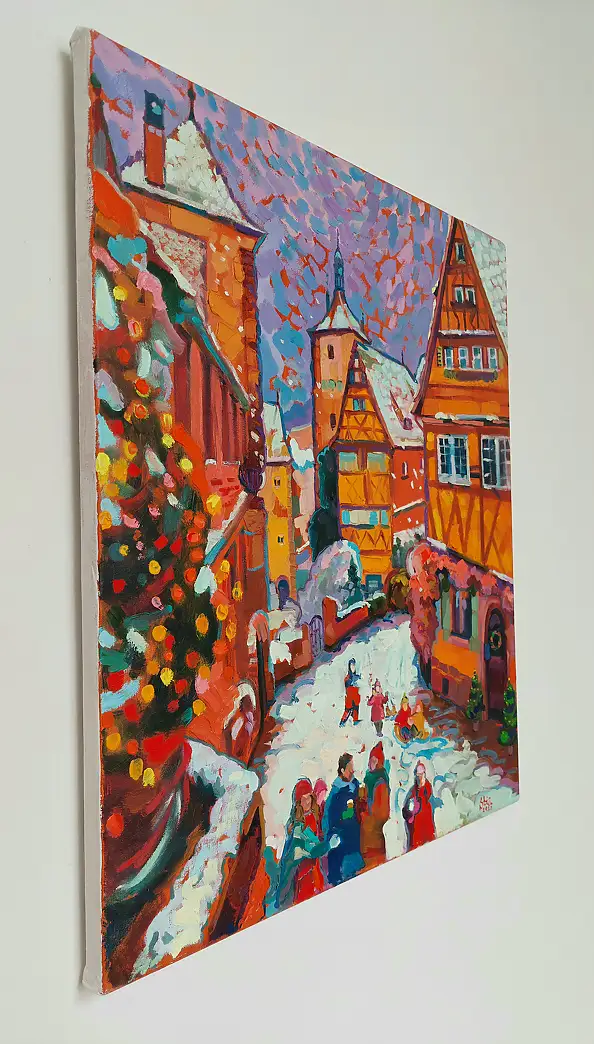 Anastasiia Kurkova, Bitwa na śnieżki, Obraz olejny - płótno, 55 x 65