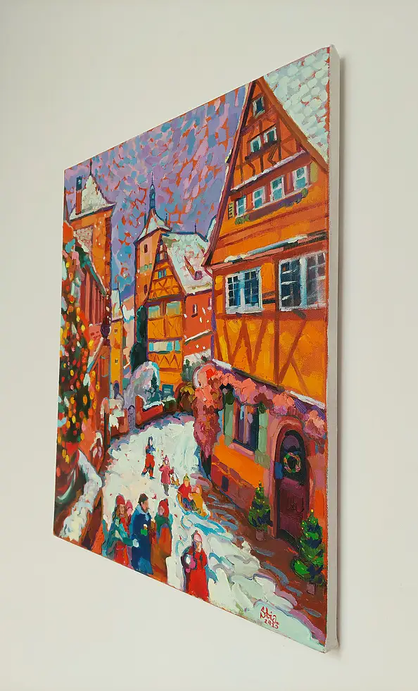 Anastasiia Kurkova, Bitwa na śnieżki, Obraz olejny - płótno, 55 x 65