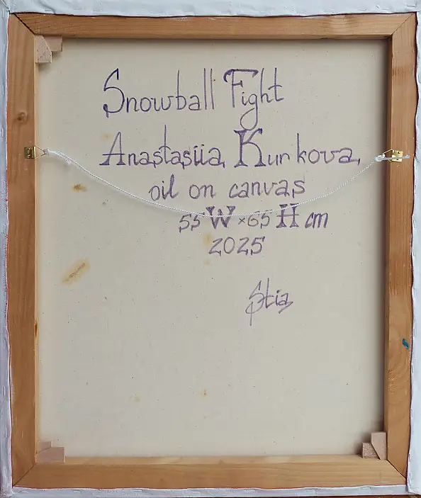 Anastasiia Kurkova, Bitwa na śnieżki, Obraz olejny - płótno, 55 x 65
