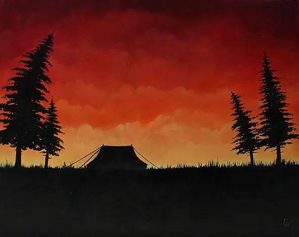 Marta Wideńska, Bivouac, Oil painting - canvas, 50 x 40