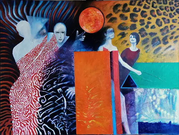 Krzysztof Gajewski, "Black Hole Sun ou L'apocalypse...", Peinture à l'huile - toile, 130 x 97