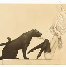 Michael Parkes - Black Panther White Wings